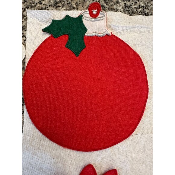 6 VTG W-C Imports Christmas Linen Embroidered Appliqué Coasters table top decor - Picture 12 of 12